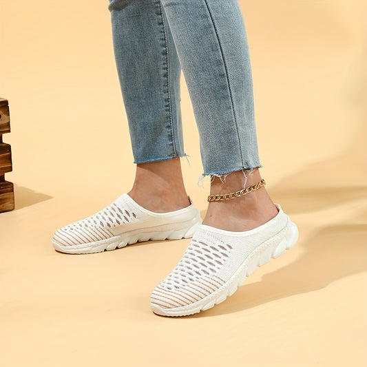 Women's Breathable Knit Mule Sneakers Lightweight Slip On Shoes