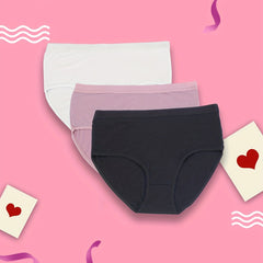 3 Pack Plus Size Basic Panties Set Women's Plus Solid Soft Underwear Set