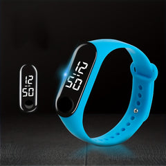 Girls Sports Digital Watch LED Oval Electronic Silicon Strap