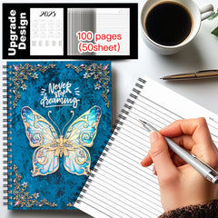3D Butterfly Spiral Notebook Vibrant & Golden 100 Pages Ideal for Work Study Jou