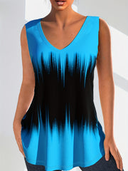  Colorblock V-Neck Tie Dye Tank Top