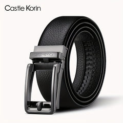 Men's Leather Casual Belt w/Automatic Buckle - Gift for Him