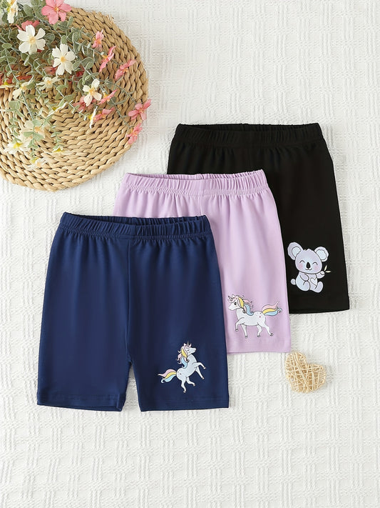 Toddler Girls' Unicorn Graphic Shorts Stretchy Comfy Bike Shorts Dance Outwear
