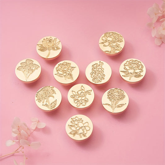 Copper Head Letter Seal Flower Grass Stamp for Embellishment