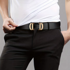 Casual Men's Belt Toothless Wear-resistant Leather 47" Length 3.1" Wide