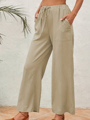 Women's Plus Solid Wide Leg Trousers With Pockets