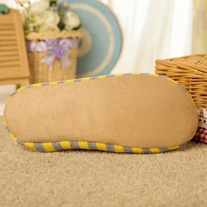 Women's Plush Lined Slippers Warm Striped Flat Shoes