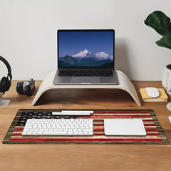 Vintage Flag On Wood Texture XL Gaming Mouse Pad Non Slip Rubber Base Desk Mat