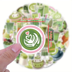 55pcs Green Matcha Dessert Series Cartoon Stickers