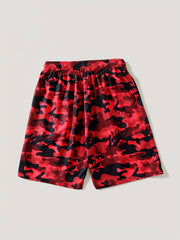 Men's Camo Swim Trunks Drawstring Beach Shorts for Summer