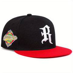 Gothic R Embroidery Snapback Hat Solid Hip Hop Baseball Cap Unisex