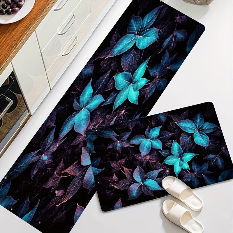 Dark Flowers Kitchen Mat Indoor Decor