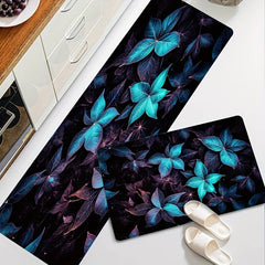 Dark Flowers Kitchen Mat Indoor Decor