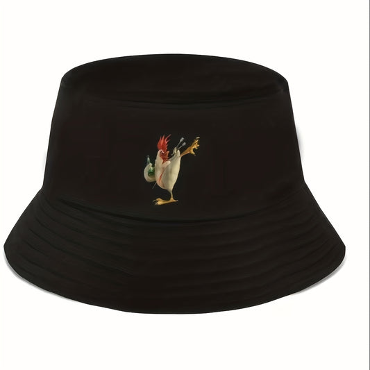 Cartoon Rooster Embroidered Sunscreen Bucket Cap