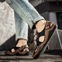 Men's Breathable Mesh Sandals w/ Draw String & Velcro Outdoor Walking Shoes