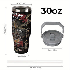 30oz Insulated Steel Tumbler Leakproof Travel Mug with Handle & Lid