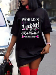 Women's Plus Heart & Letter Print Tee Dress