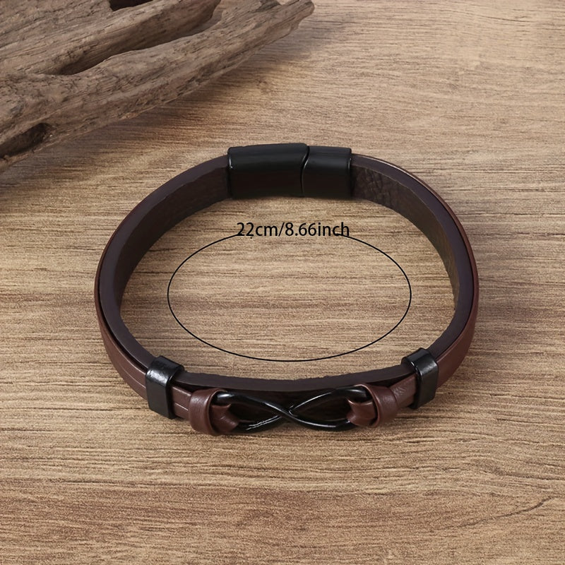 Vintage Leather Braided Charm Bracelet Figure 8 Never Fade Men And Women Jewelry