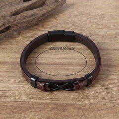 Vintage Leather Braided Charm Bracelet Figure 8 Never Fade Men And Women Jewelry