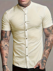 Solid Men's Casual Short Sleeve Shirt Summer Tops