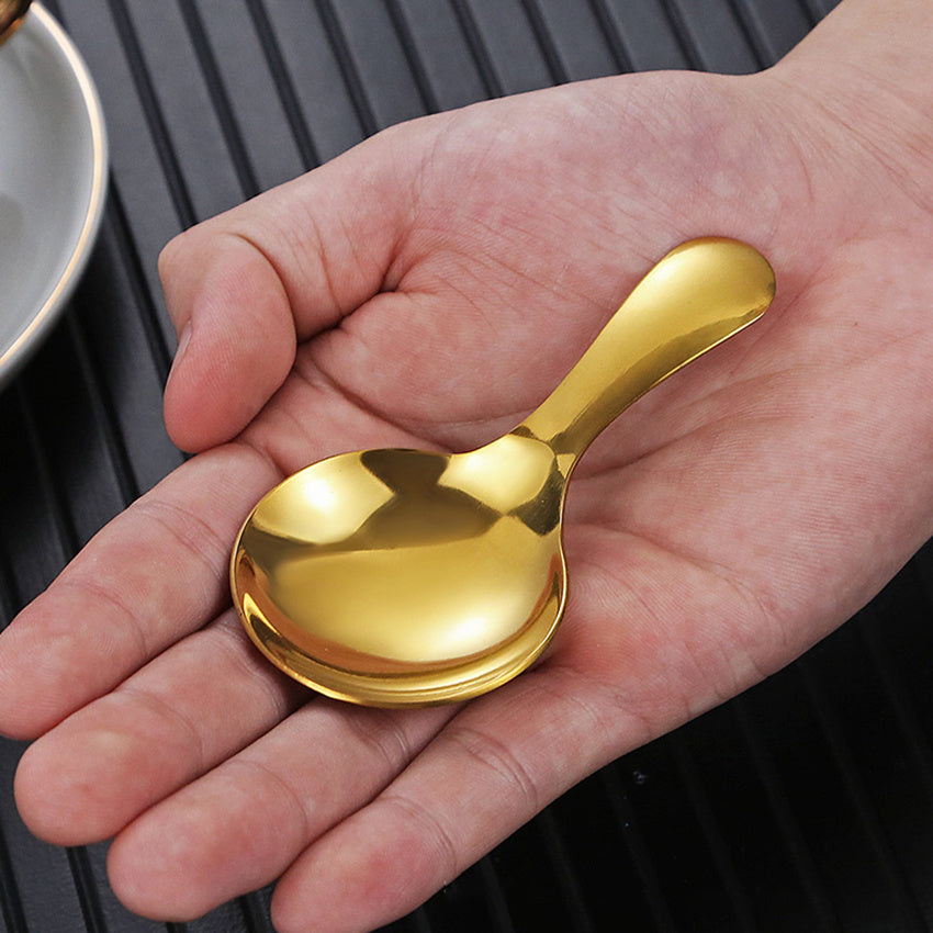 Golden Stainless Steel Tea Spoon - Durable Japanese Tableware