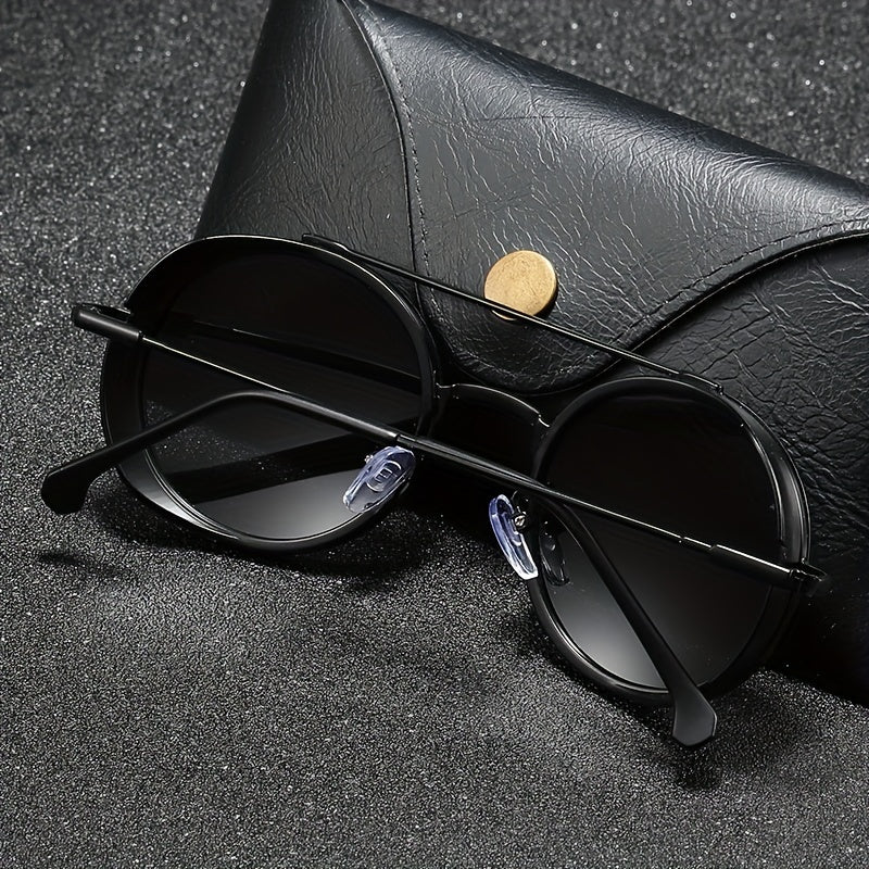 Men's Round Metal Sunglasses Driving Outdoor Glasses UV400