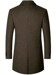 Men's Woolen Coat Single Breasted Casual Windbreaker Jacket