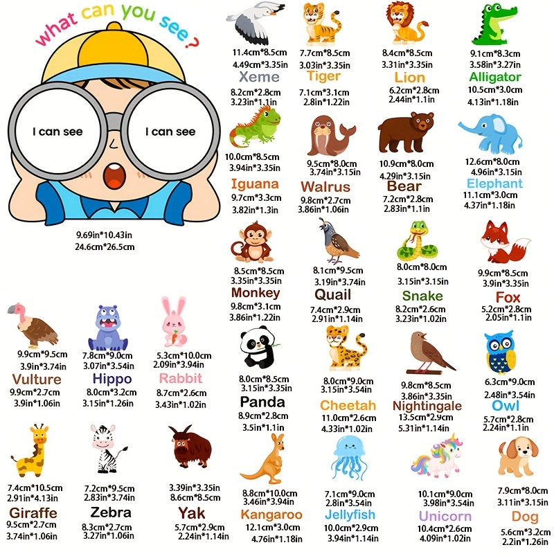 Animal English Word Felt Set for Learning Vocabulary and Identifying Animals