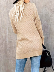  Solid Long Sleeve Open Front Cardigan With Pockets