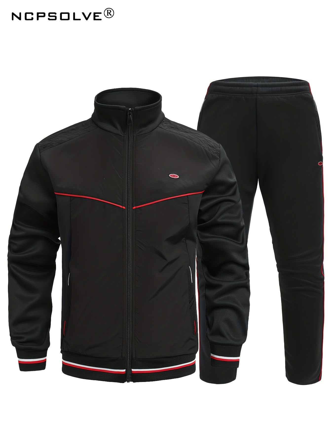 Men's Stand Collar Sports Jacket & Comfy Pants Set for Fall Winter