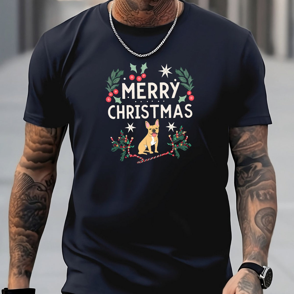 Men's Dog Pattern Shirt Casual Crew Neck Short Sleeve Tee Top