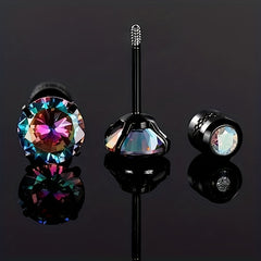Double Sided Faux Diamond Stud Earrings for Men