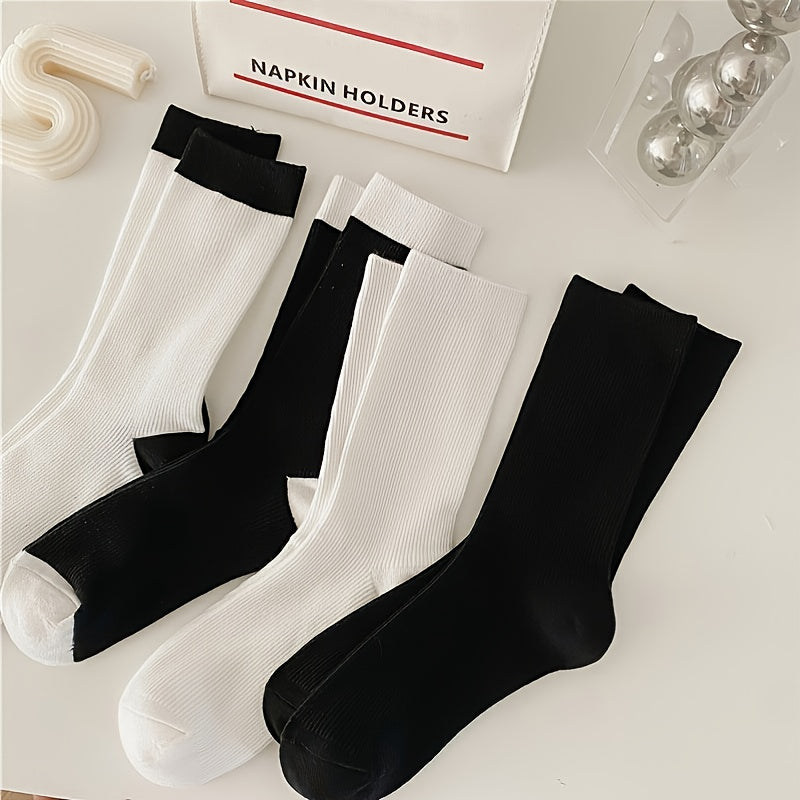 4 Pairs Women's Solid Tube Socks