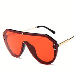 Y2K Aviator Sunglasses Punk Rivet UV400 Sun Shades for Beach Party Club