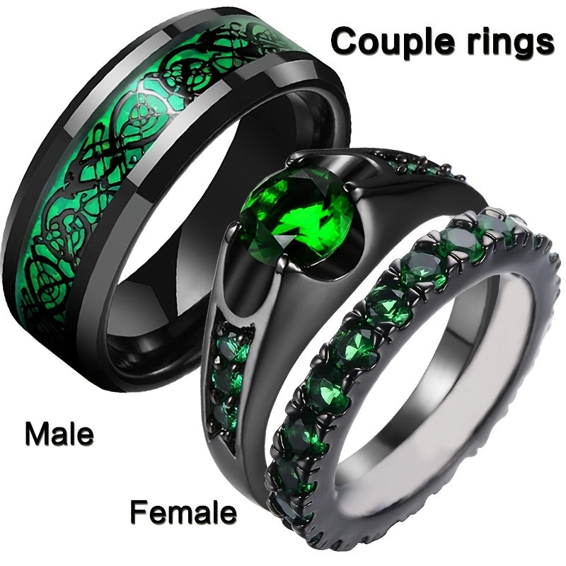 Gemstone Couple Ring Jewelry Accessories Engagement Wedding Hand Jewelry