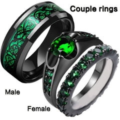 Gemstone Couple Ring Jewelry Accessories Engagement Wedding Hand Jewelry