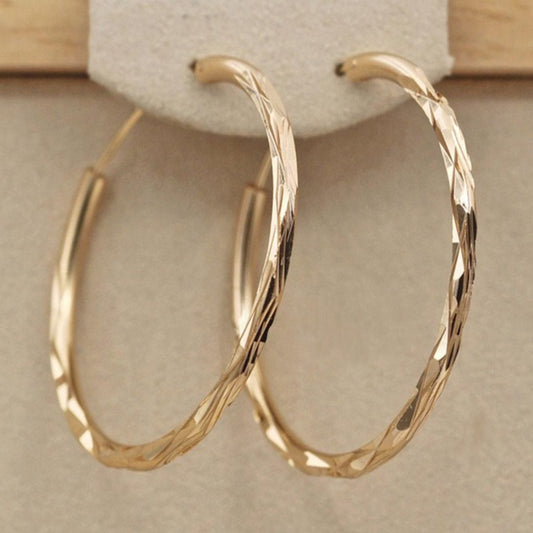 Golden Big Circle Hoop Earrings 18K Plated Jewelry For Women