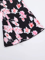 Women's Plus Floral Print Wide Leg Trousers With Pockets