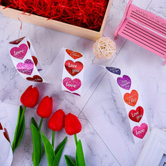 500 Love Label Stickers 8 Patterns Roll Gift Decoration Adhesive Stickers