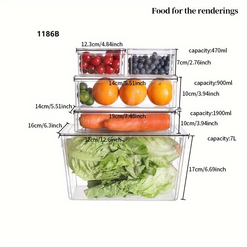 6pcs Refrigerator Storage Box Transparent PET Storage Box