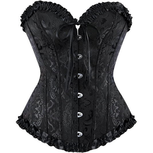 Floral Corset Bow Long Torso Waist Training Underbust Body Shaper