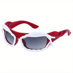 Y2K Block Sunglasses Wrap Around UV400 Sun Shades For Men Women