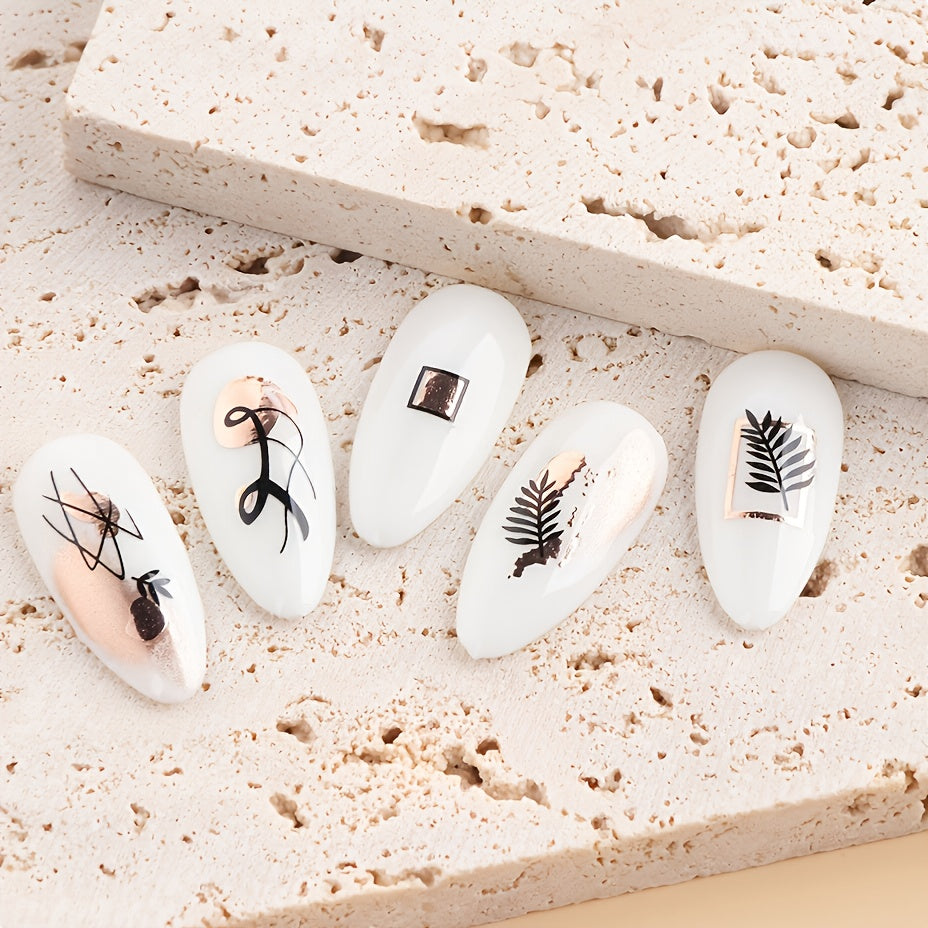Geometric 3D Nail Art Stickers - Easy to Apply Abstract Decals