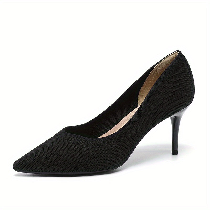 Women's Knit Stiletto Heels Slip On High Heels Dress Pumps