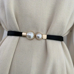 Faux Pearl Thin Belt for Women Dress Decoration