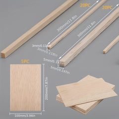 45pcs Persian Wood Strips Chips Combo Set DIY Model Building Wooden Material