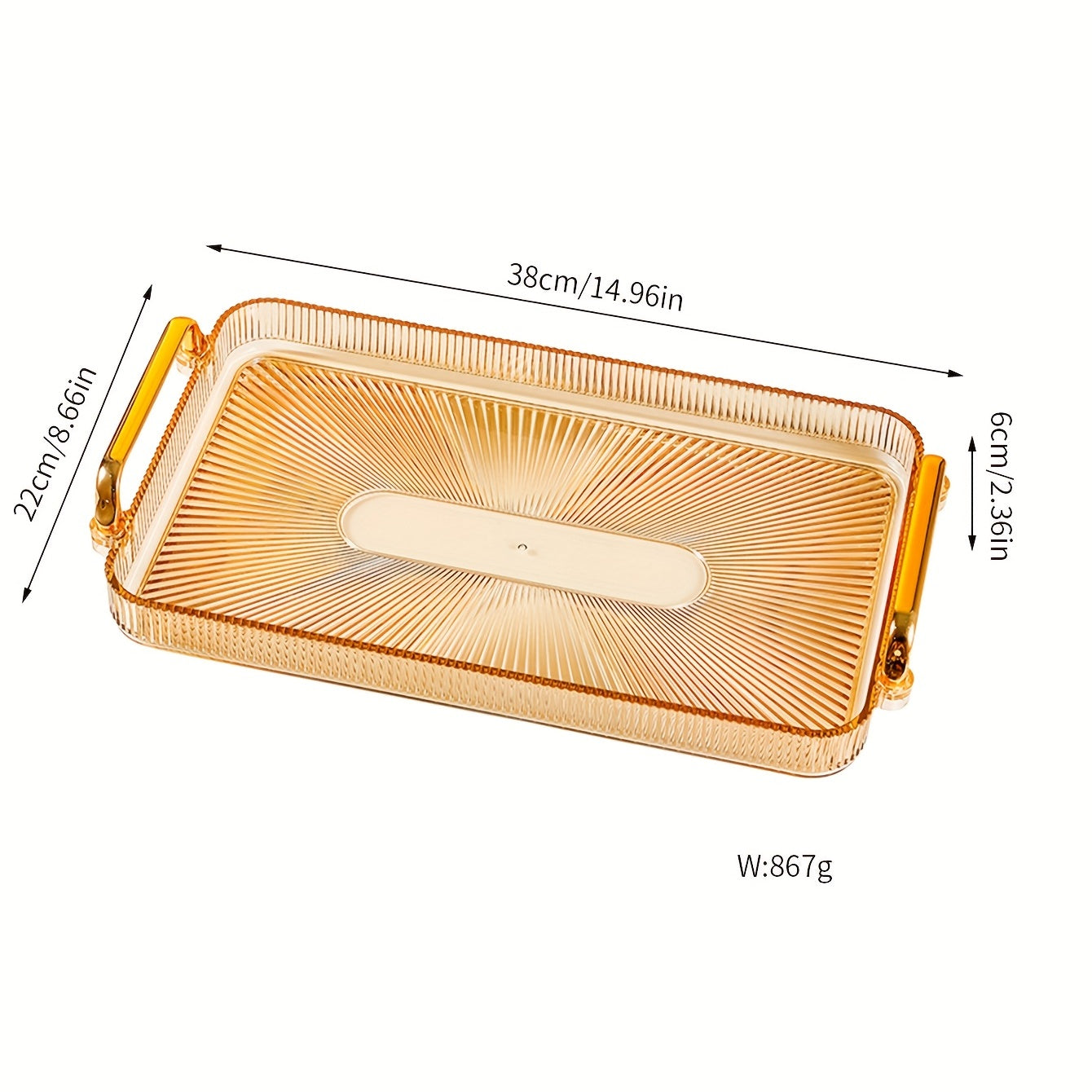 Rectangular Tray Double Handles Tea Cup Holder Home Decor