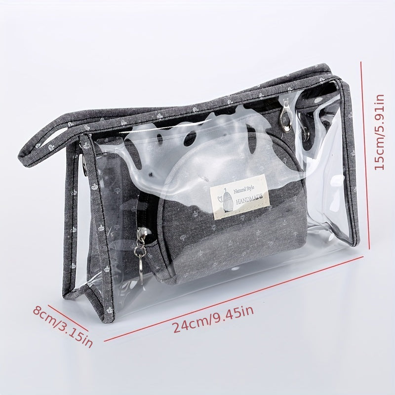 3pcs Transparent Cosmetic Bag PVC Waterproof Makeup Bag Organizer