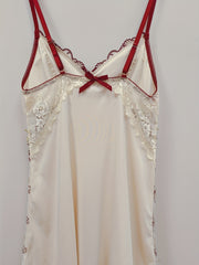 Sexy Lace Slip Dress Deep V Back Bow Detail Women's Lingerie