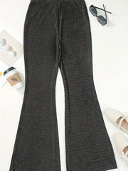  Solid High Rise Flared Leg Trousers